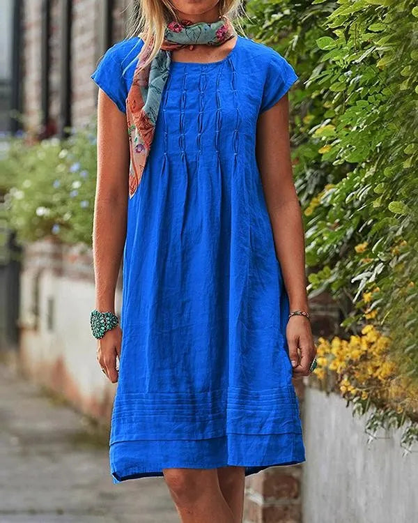 Maisie - Robes en lin unies vintage décontractées pour femmes