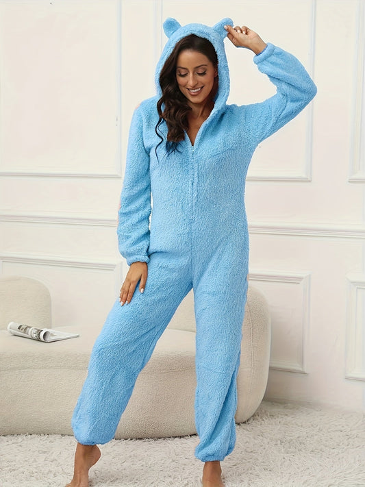 Selene - Combinaison Douillette à Capuche Unicolore pour Femmes