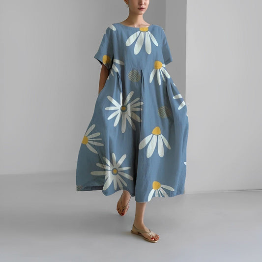 Robe bohème avec imprimé floral bleu