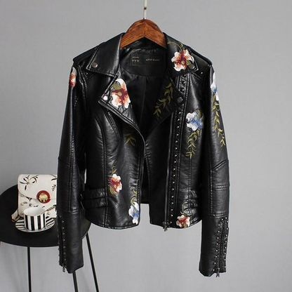 Jasmine - Veste vintage brodée à manches courtes