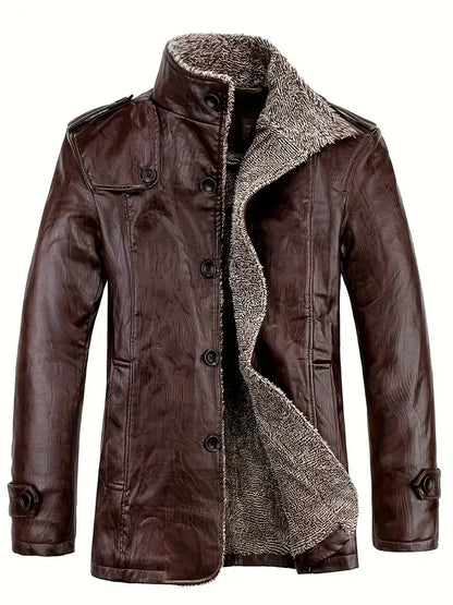 Taliesin - Veste en cuir doublée de molleton pour homme