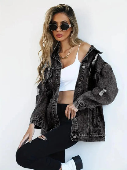 Veste en jean surdimensionnée tendance pour femmes