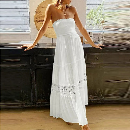 Celeste - Robe d'été décolletée avec bordures en dentelle