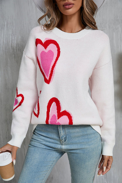 Zemira Sweater | Pull décontracté imprimé cœur