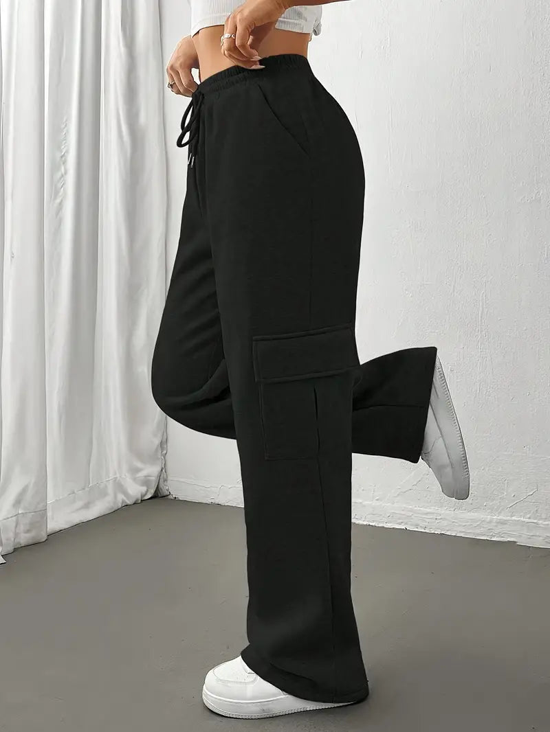 Mara - Pantalon de jogging à jambes droites avec poches à rabat pour femme