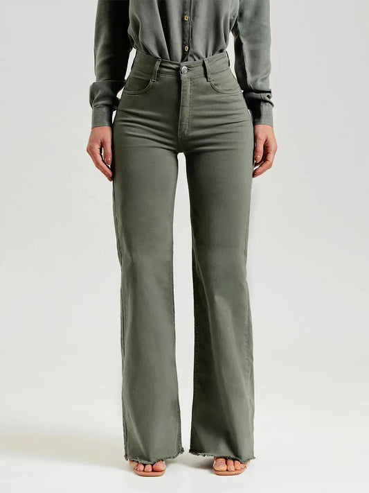 Pantalon flare effiloché pour femmes
