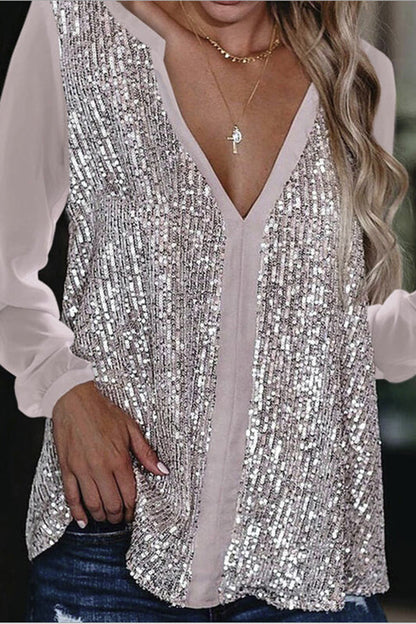 Uma Blouse | Blouse à manches longues pailletées