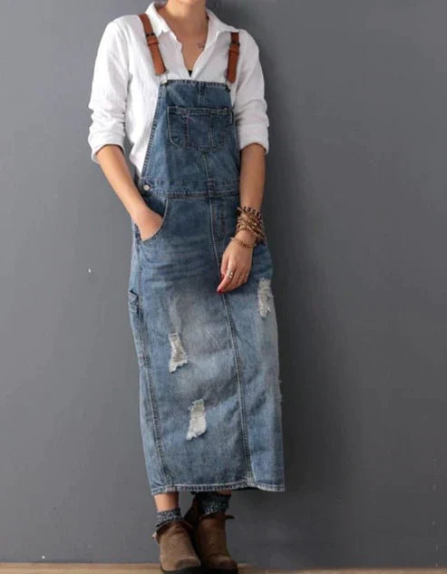Romilly - Robe d'ensemble en denim déchiré