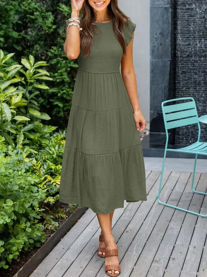 Stella - Robes midi à manches courtes pour femmes