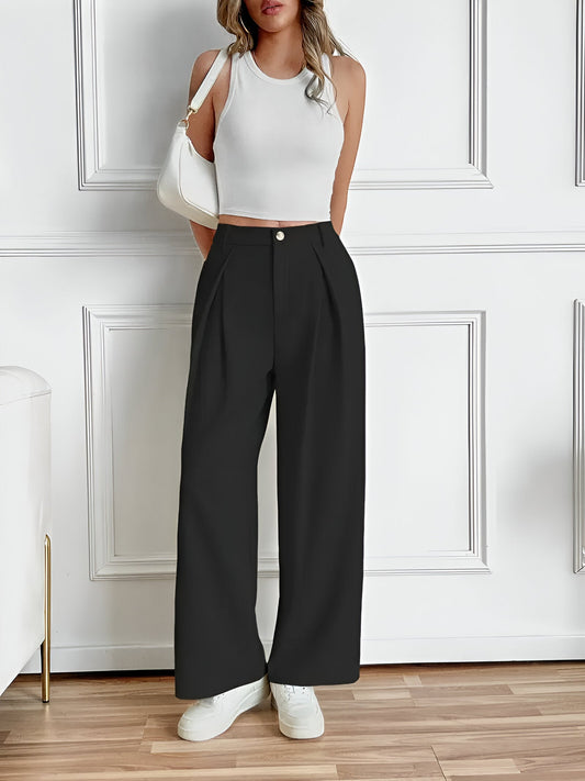 Catriona | Pantalon élégant avec jambes droites, plis et poches