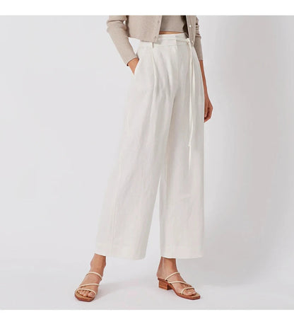Pantalon à cravate large pour femmes