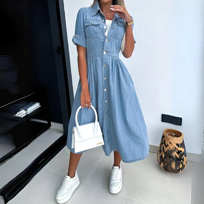Caterina - robe midi en denim