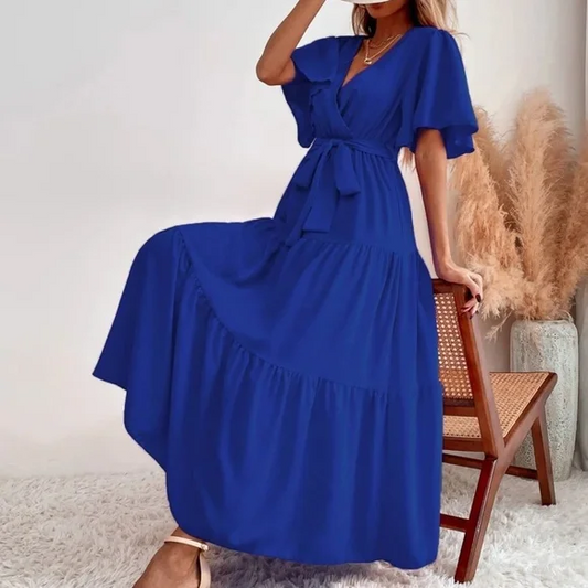 Robe bohème à manches papillon et robe longue à volants