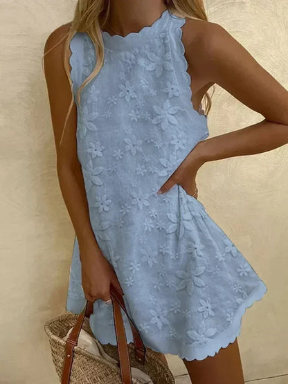 Dellona - Robe décontractée en dentelle sans manches pour femme