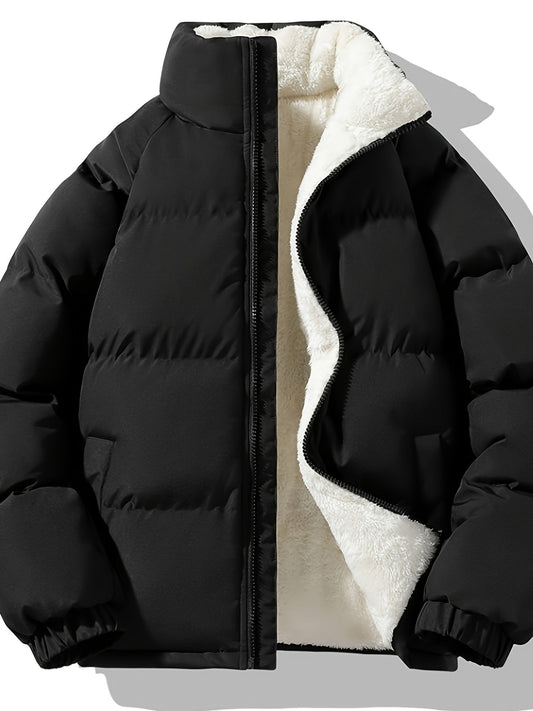 Vintage Manches Longues Zip Style Rétro Col Debout Veste d'hiver Pour Hommes | Idéal pour l'hiver