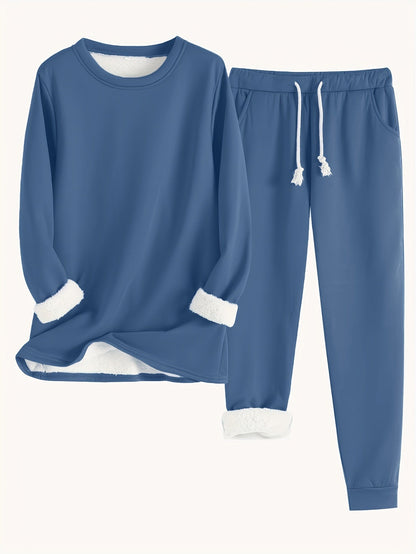Isla | Ensemble thermique uni avec pull et survêtement