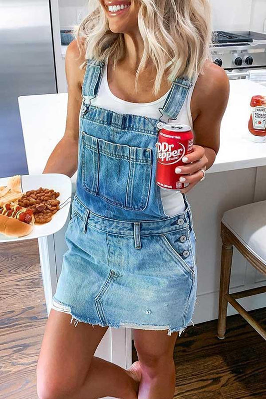 Robe combinaison en denim à boucle ajustable