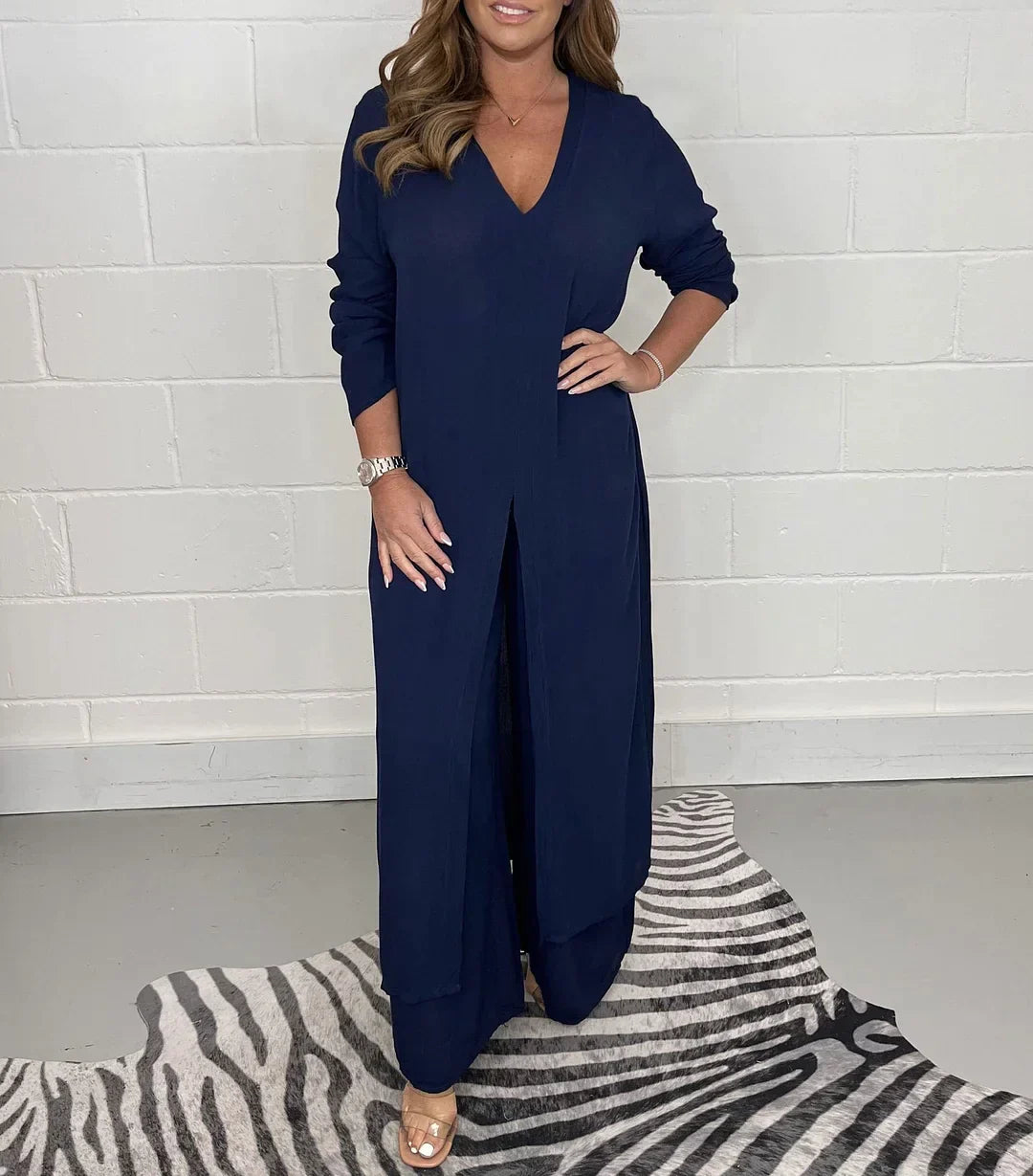 ELISSE | Ensemble 2 pièces décontracté : haut long, pantalon assorti