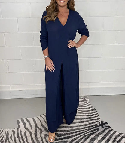 ELISSE | Ensemble 2 pièces décontracté : haut long, pantalon assorti