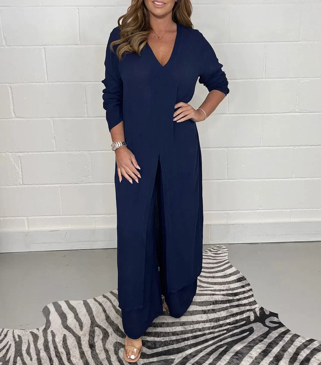 ELISSE | Ensemble 2 pièces décontracté : haut long, pantalon assorti