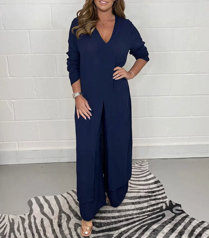 ELISSE | Ensemble 2 pièces décontracté : haut long, pantalon assorti