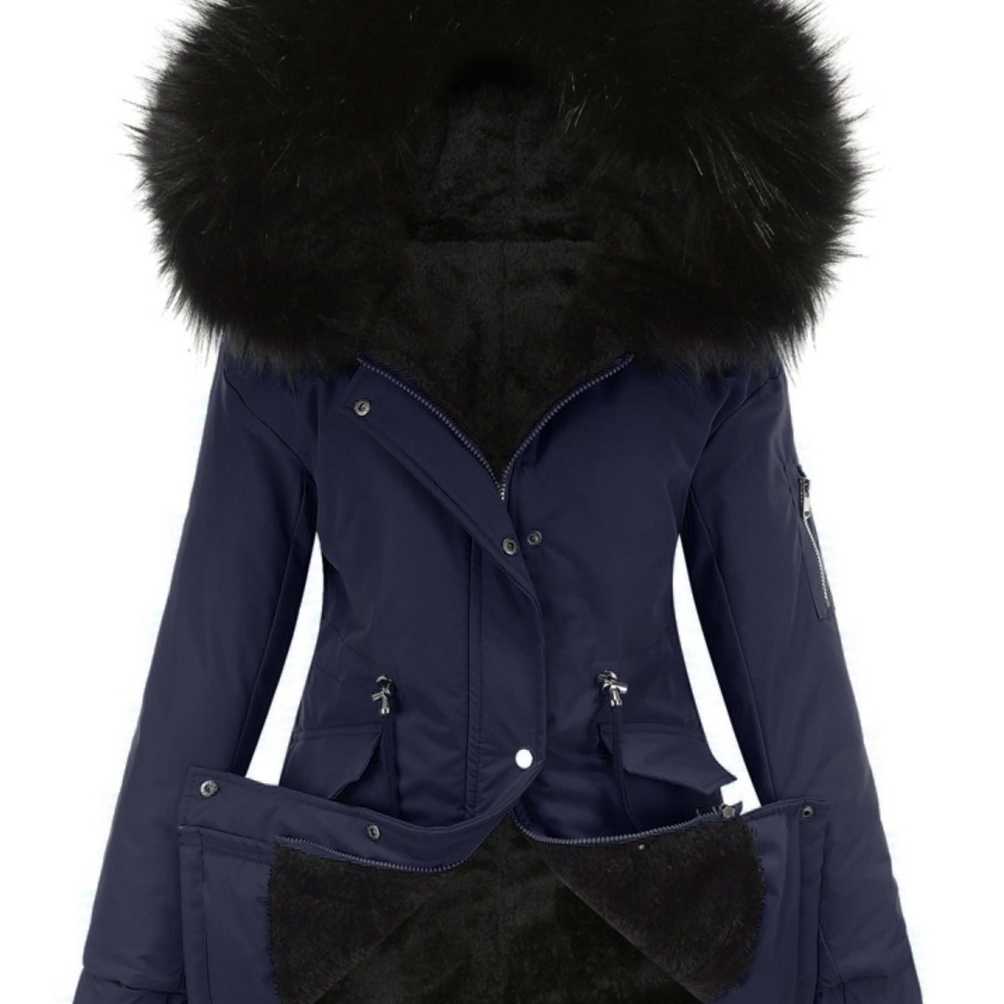 Nina | Veste parka à capuche duveteuse zippée