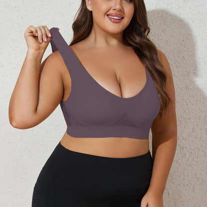 Lotte | Soutien-gorge de sport grande taille pour femme - Maille respirante, bretelles larges, coussinets amovibles, dos en U, rose