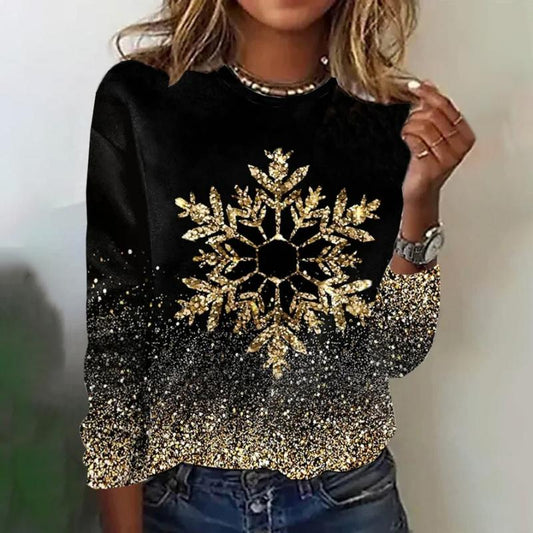 Top à manches longues pour femmes avec motif Sparkly Snowflake