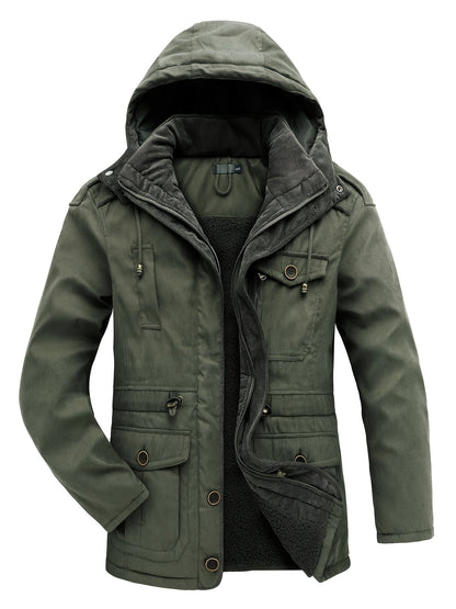 Vestes d'hiver décontractées de style cargo en coton avec poches pour hommes | Parfaites pour les activités de plein air