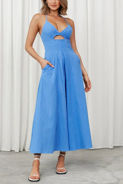 Robe longue dos nu et décolleté en V