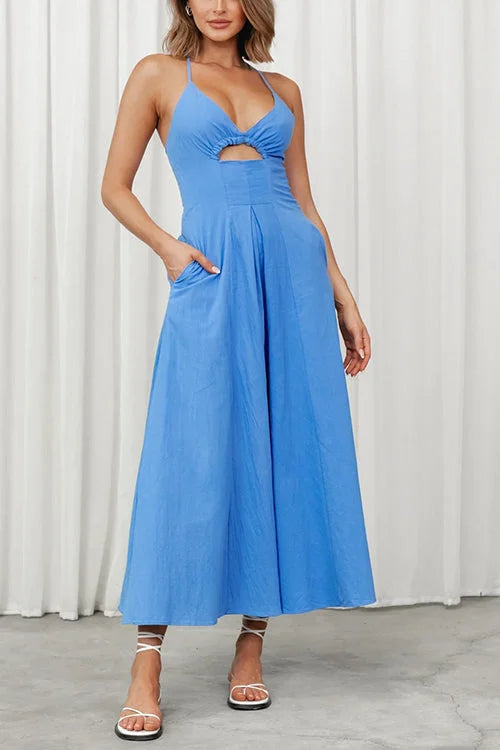 Robe longue dos nu et décolleté en V