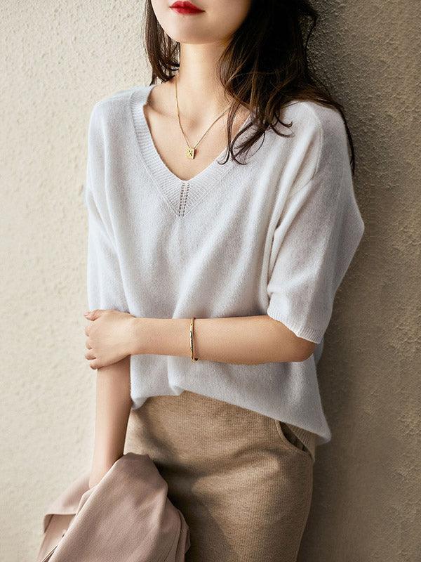 Alison | pull en tricot cachemire col V