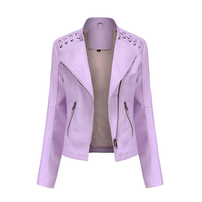 Veste en cuir PU avec fermeture éclair