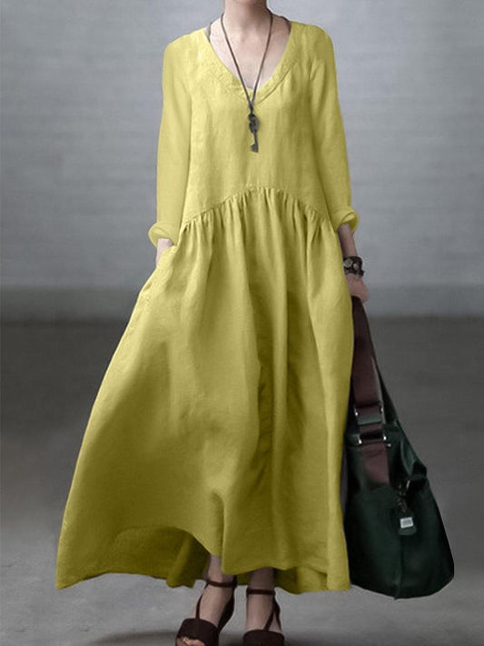 Robe légère et ample avec encolure en V et manches longues