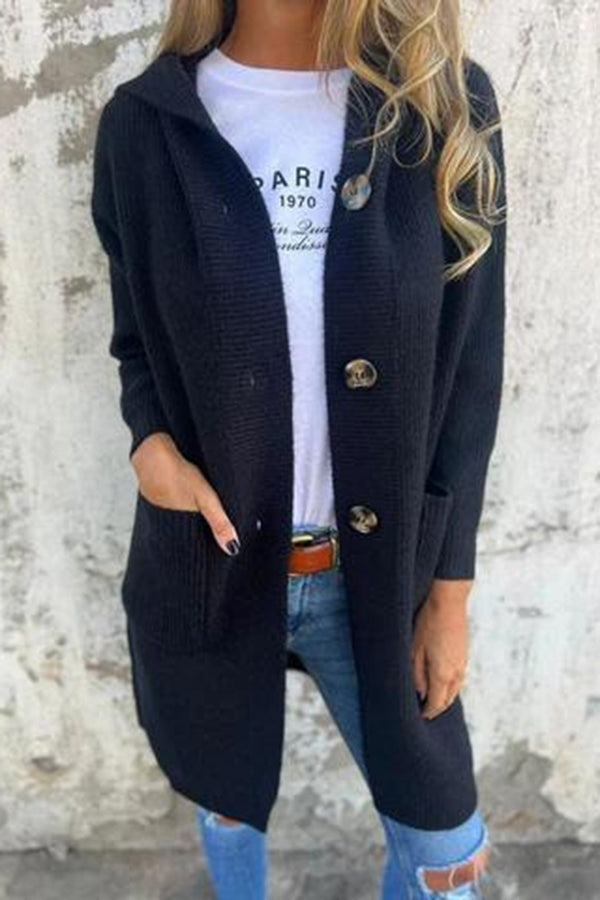 Lina - Gilet tricoté pour femme avec capuche et poches