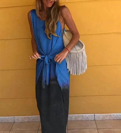 Robe élégante à deux tons sans manches