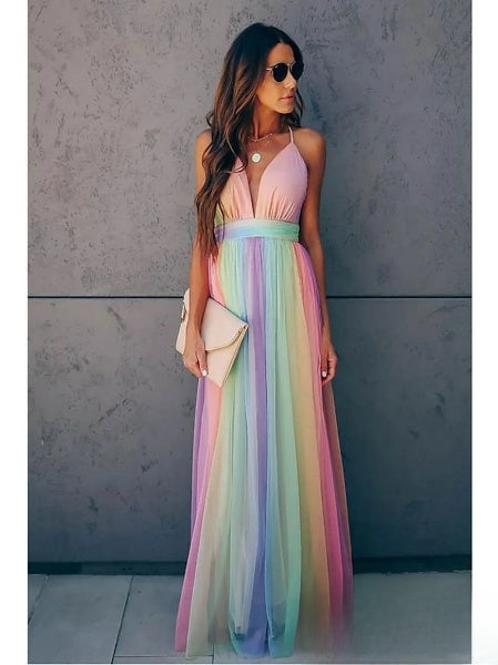 robe longue ample pour femme avec un décolleté profond élégant