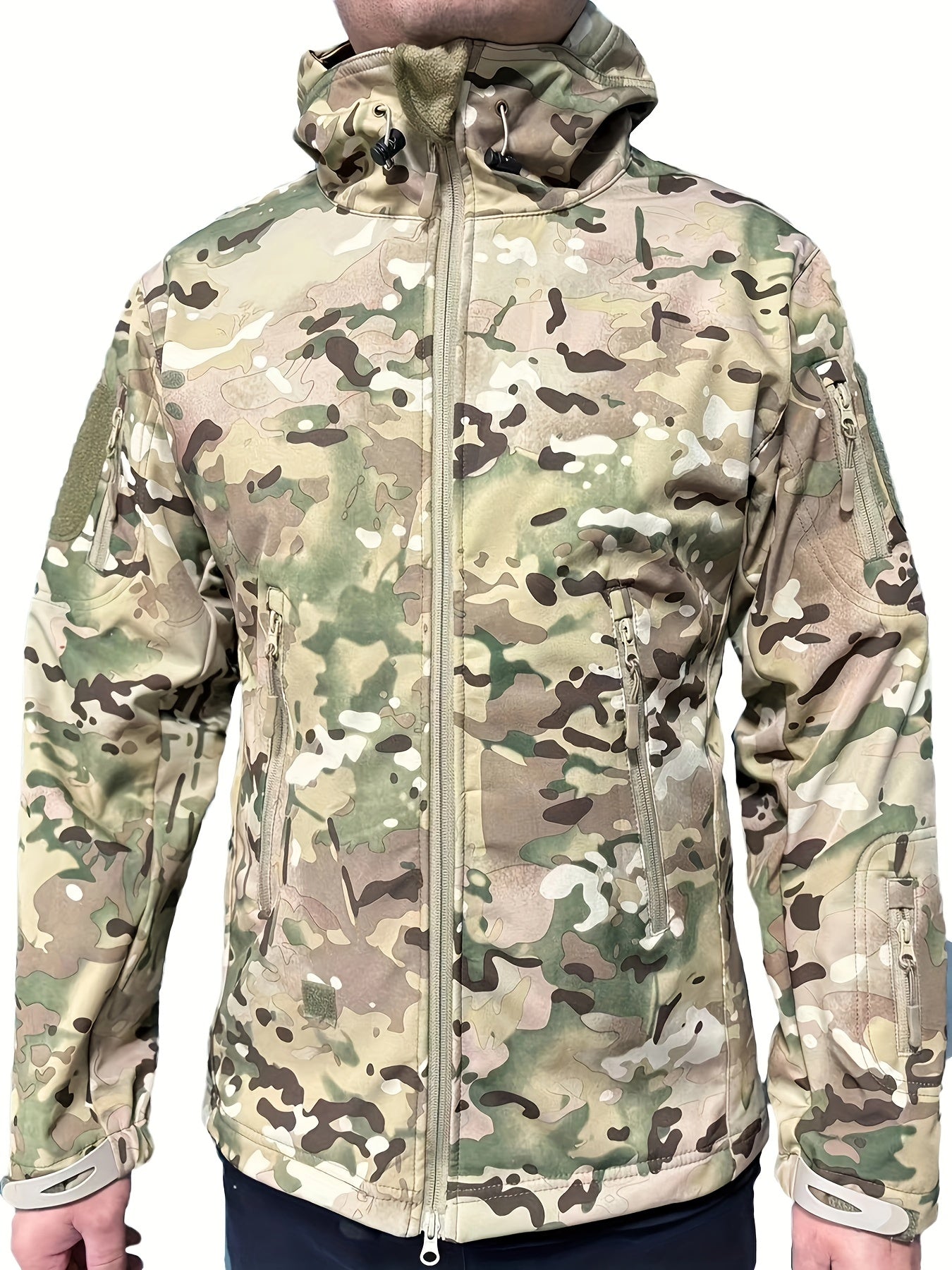 Veste tactique d'extérieur à capuche avec poches zippées sécurisées pour hommes | Parfait pour les activités de plein air