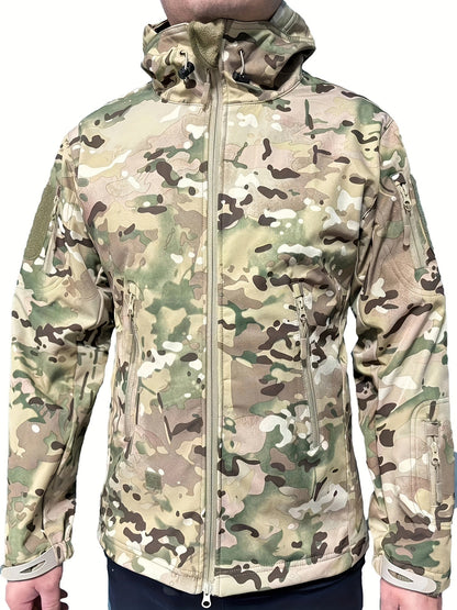 Veste tactique d'extérieur à capuche avec poches zippées sécurisées pour hommes | Parfait pour les activités de plein air