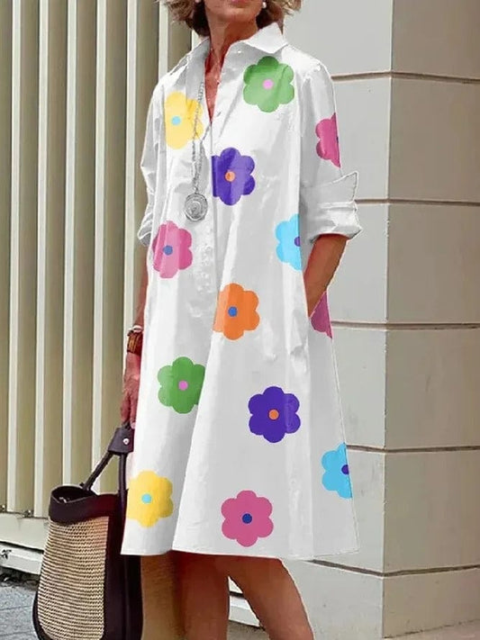 GAIA- Robe chemise imprimée avec revers