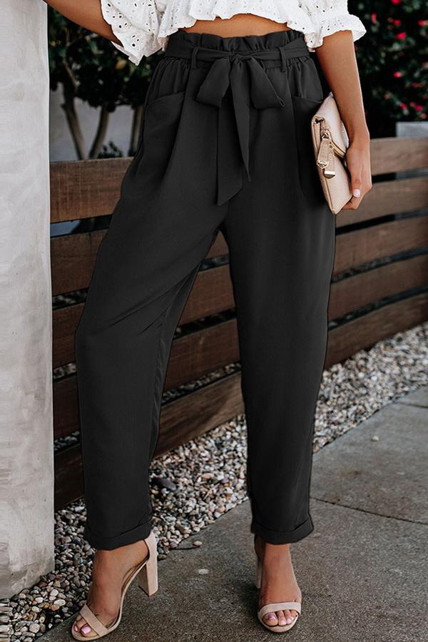 Pantalon décontracté à taille haute et bandage
