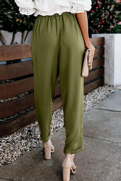 Pantalon décontracté à taille haute et bandage
