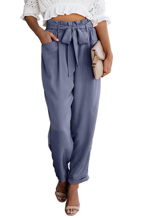 Pantalon décontracté à taille haute et bandage
