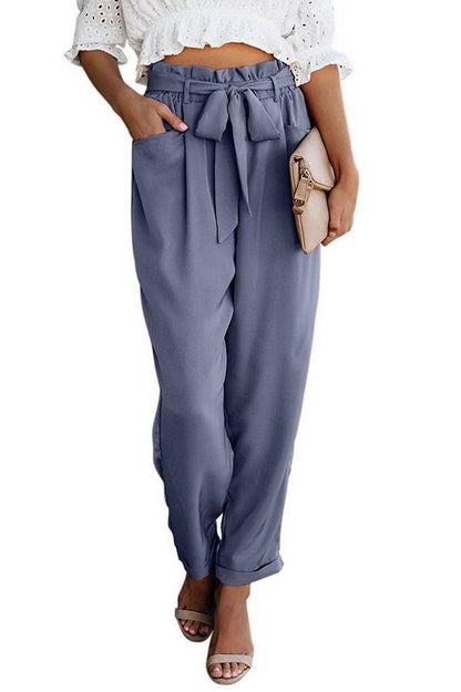 Pantalon décontracté à taille haute et bandage