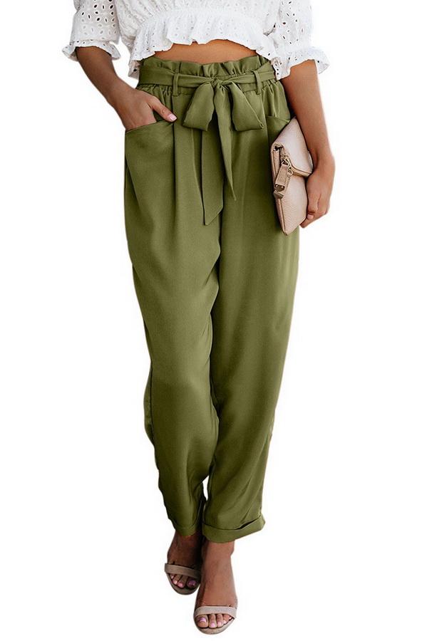 Pantalon décontracté à taille haute et bandage