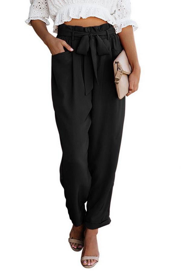 Pantalon décontracté à taille haute et bandage