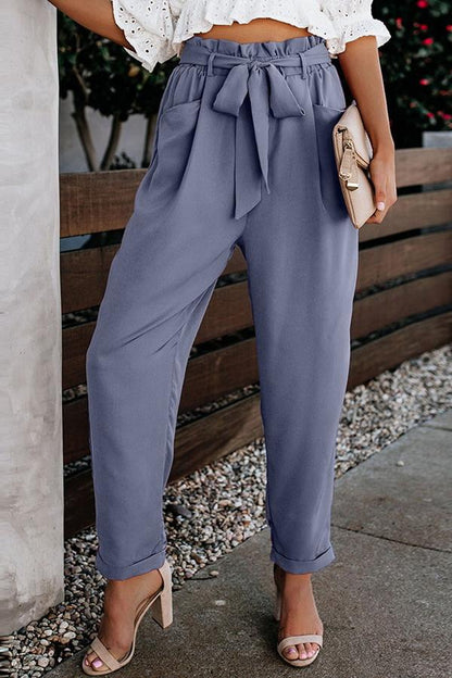 Pantalon décontracté à taille haute et bandage