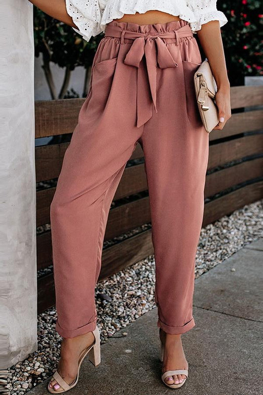 Pantalon décontracté à taille haute et bandage