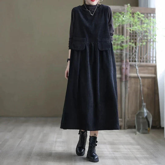 Caroline - Robe rétro en maille côtelée