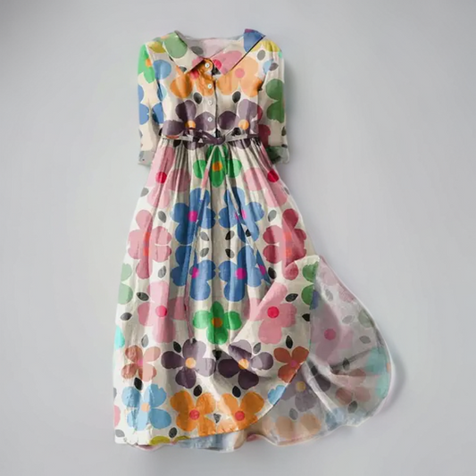 Ayesha - Robe midi à imprimé floral avec laçage